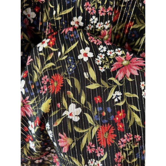 Old Navy Chiffon Shiny Peasant Top Blouse Size M Keyhole Smocked Long Sleeve - Picture 5 of 6